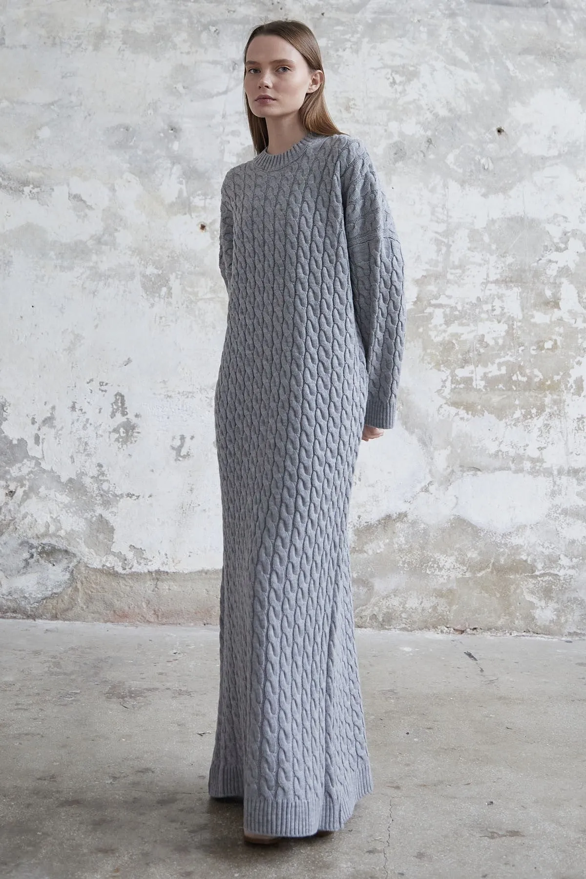 MDS Women Everly Knitted Patterned Sweater Dress - Gray - Xico