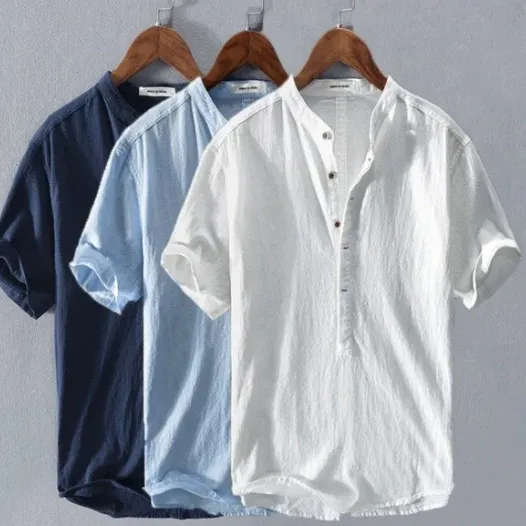 Men's Casual Short Sleeve Henley Shirts