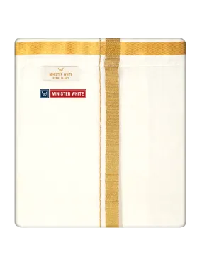 Mens Cotton Cream Single Layered with Gold Jari Velcro Pocket Dhoti - Trigger