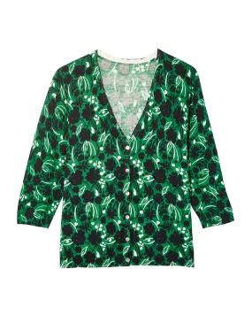 Merritt 3/4 Sleeve V-Neck Cardigan | Kelly Green / Navy