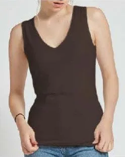 Motion Women's Essential V-Neck Tank Top-Charcoal, Chocolate