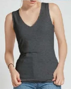 Motion Women's Essential V-Neck Tank Top-Charcoal, Chocolate
