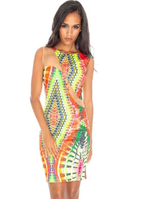 Multicoloured Aztec print design Evening Party Mini dress