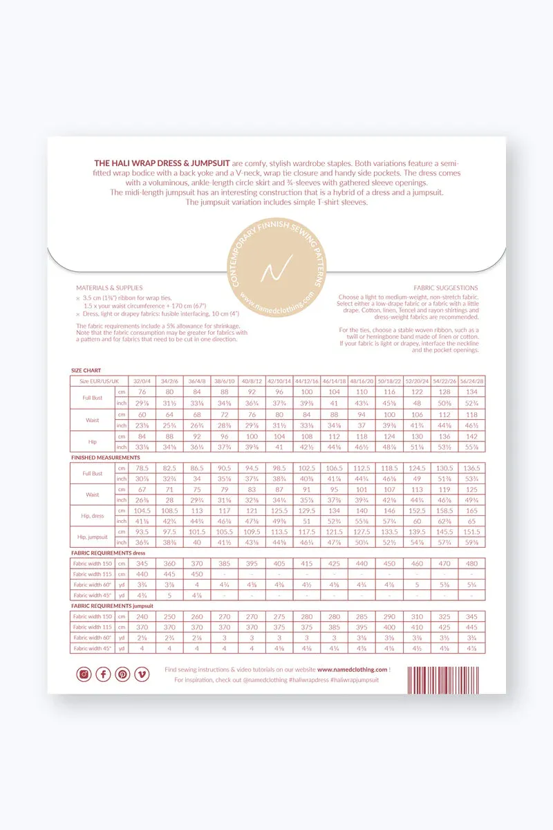 Named Clothing - HALI Wrap Dress and Jumpsuit Sewing Pattern
