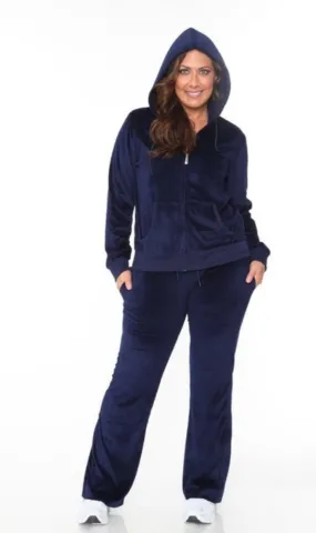 Navy Blue Velour Tracksuit