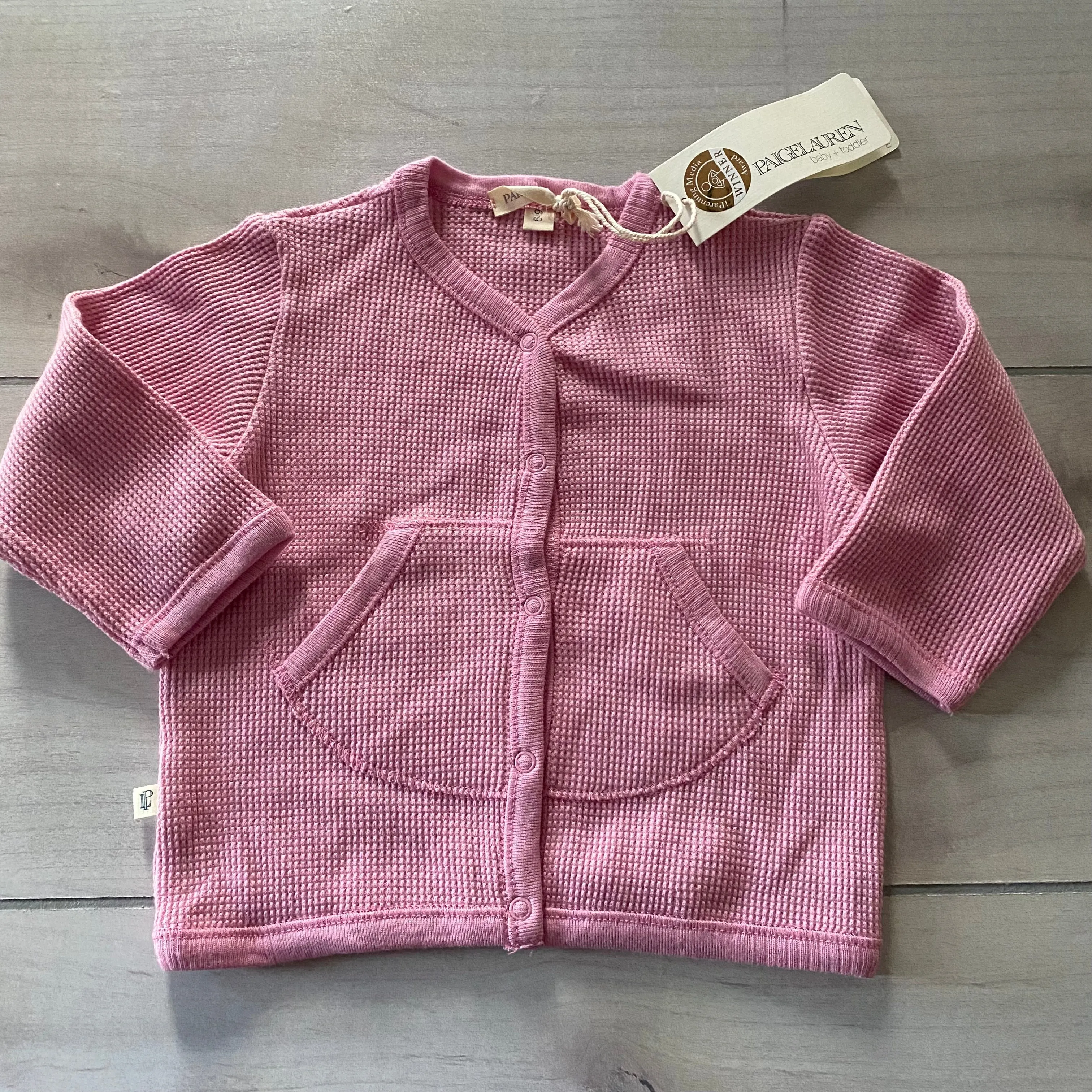 NEW Paige Lauren Organic Cotton Pink Thermal Cardigan