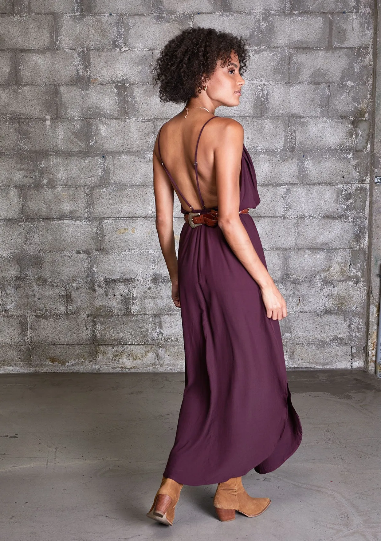 Open Back Sleeveless Maxi Dress