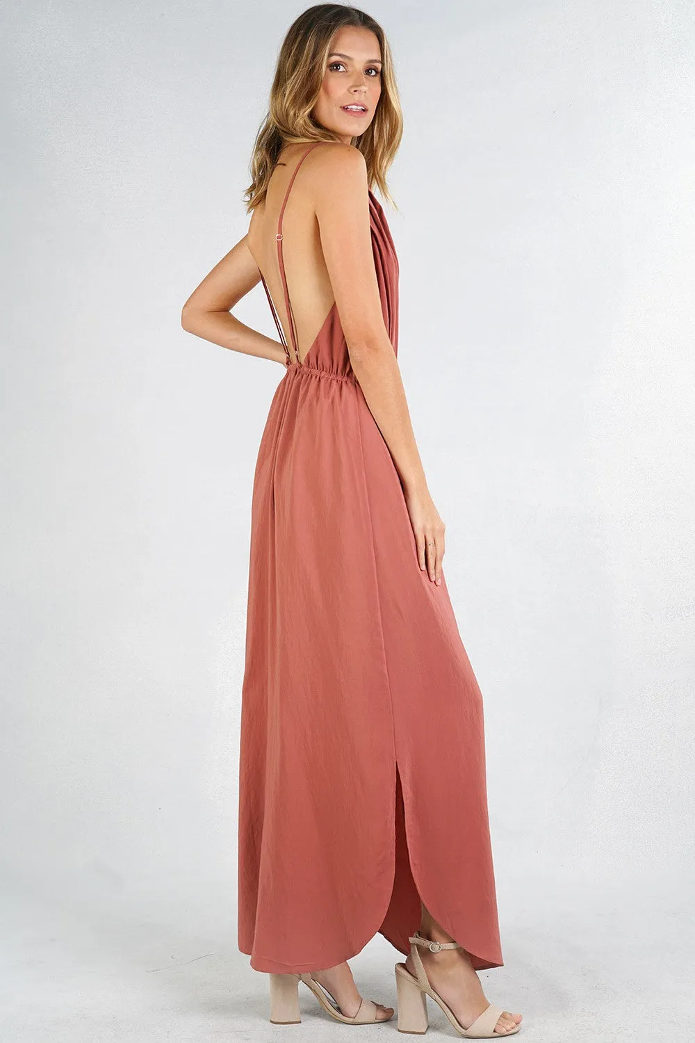 Open Back Sleeveless Maxi Dress