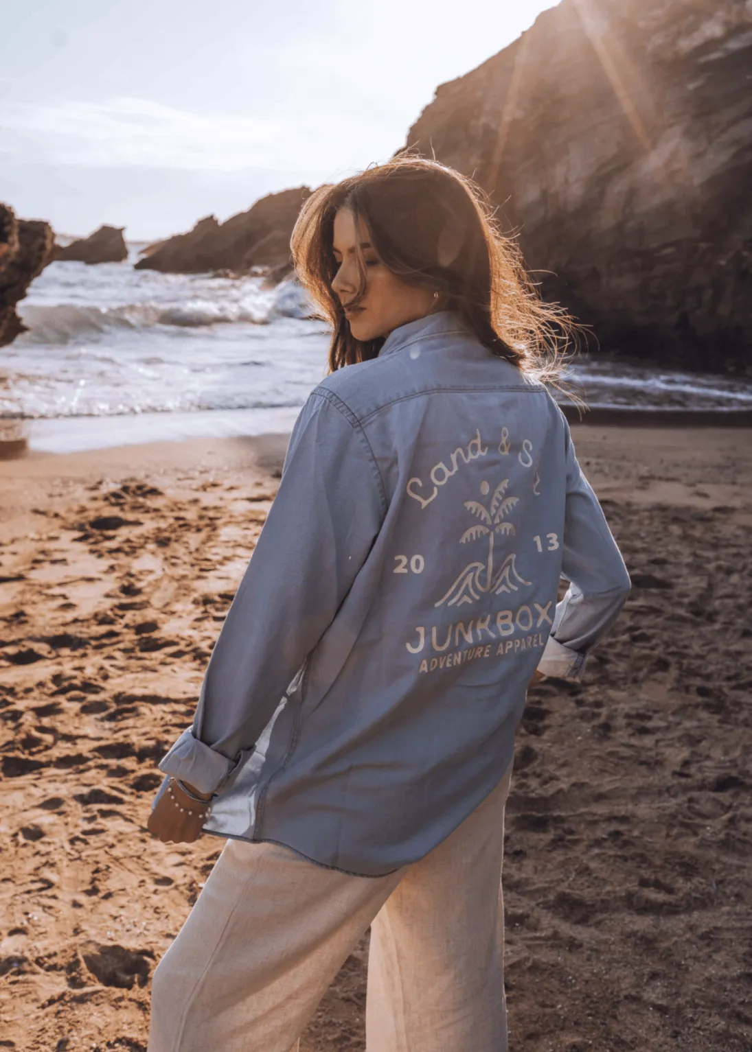 Palm Light Denim Boyfriend Shirt