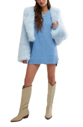 Paris Cropped Fur Light Blue