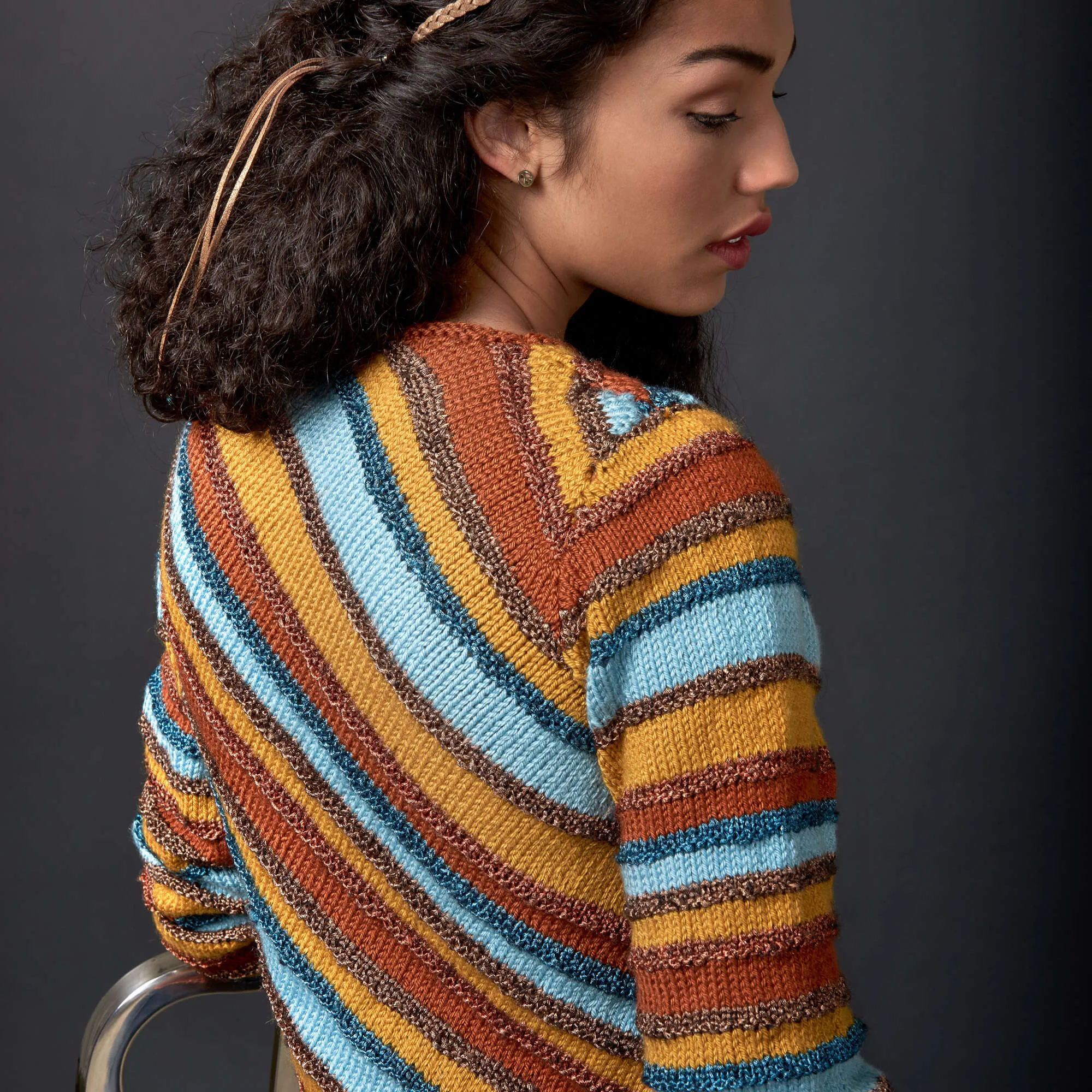 Patons Knit Diagonal Stripes Sweater