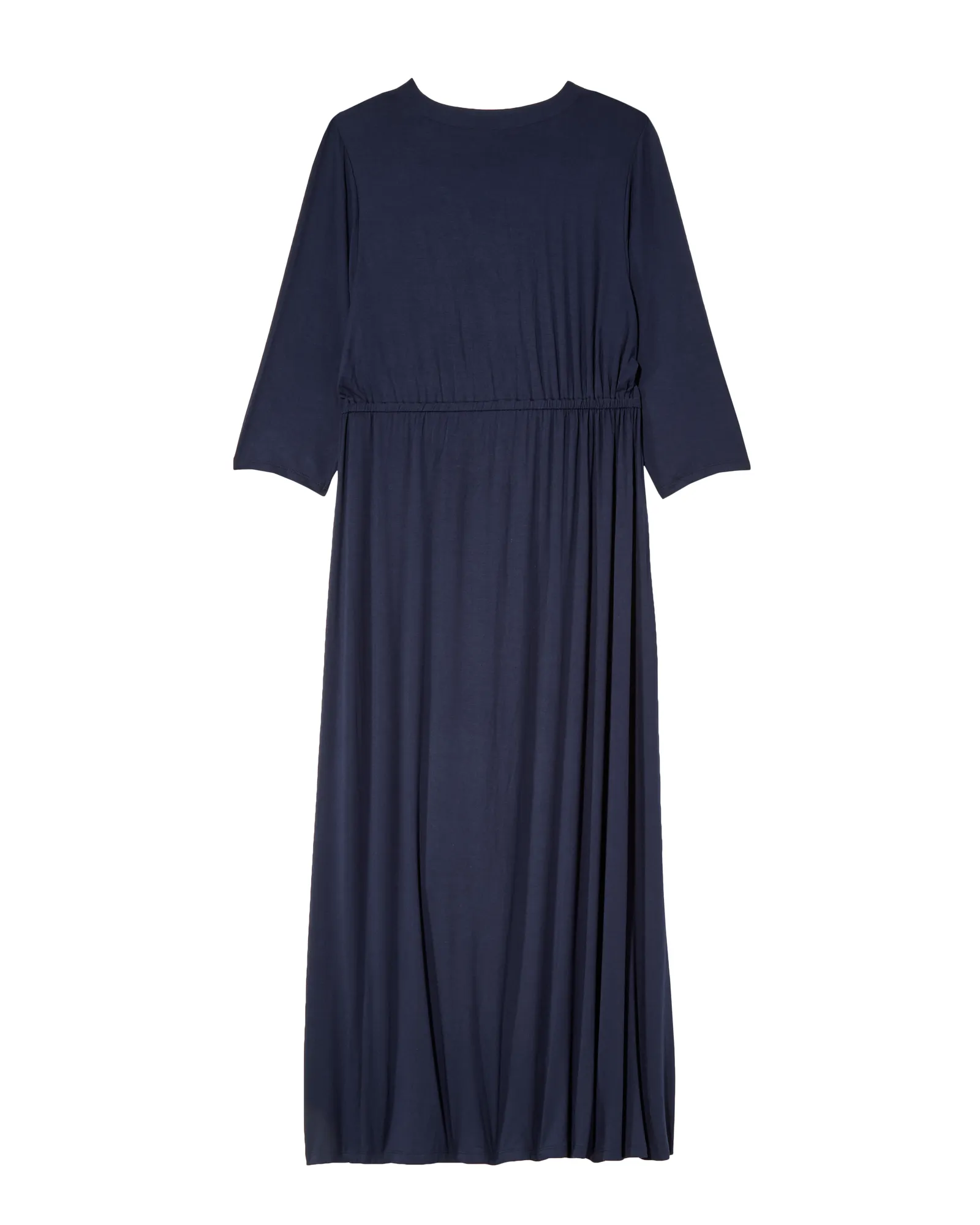 Pearland 3/4 Sleeve Cutout Neck Maxi Dress with Elastic Waist | Navy