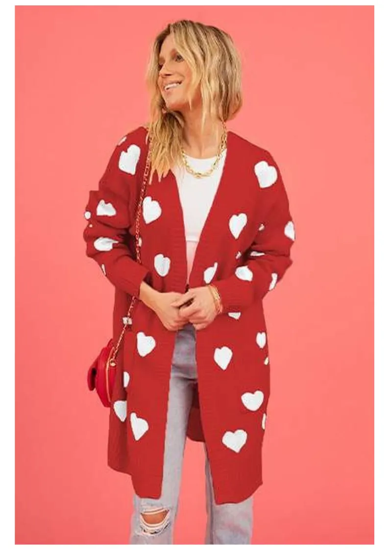 Pink & Red Hearts All Over Cardi