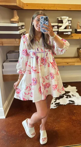 Pink Floral Babydoll Dress