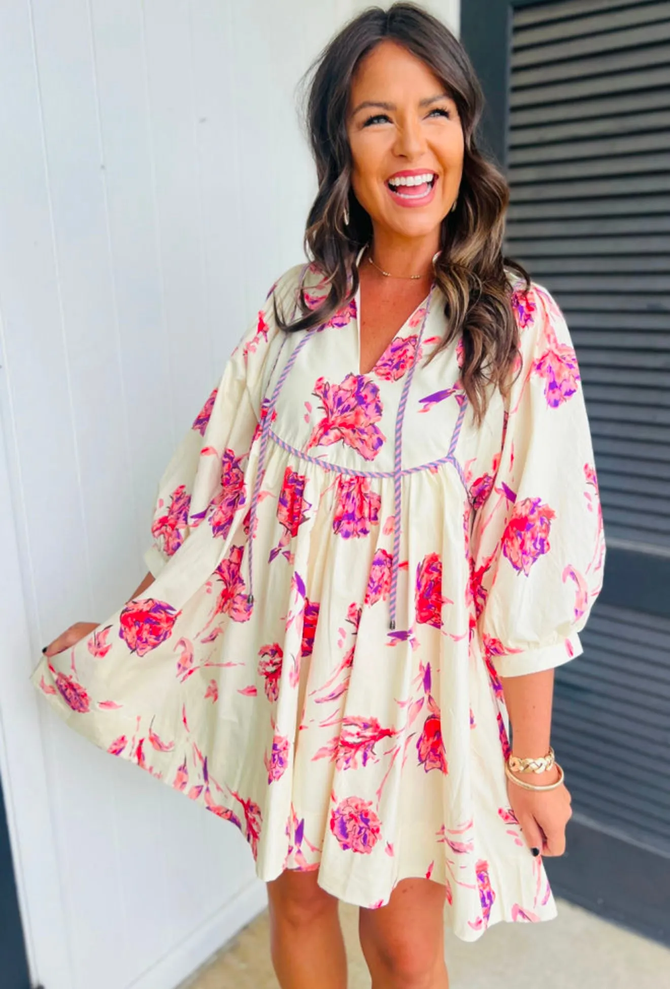 Pink Floral Babydoll Dress