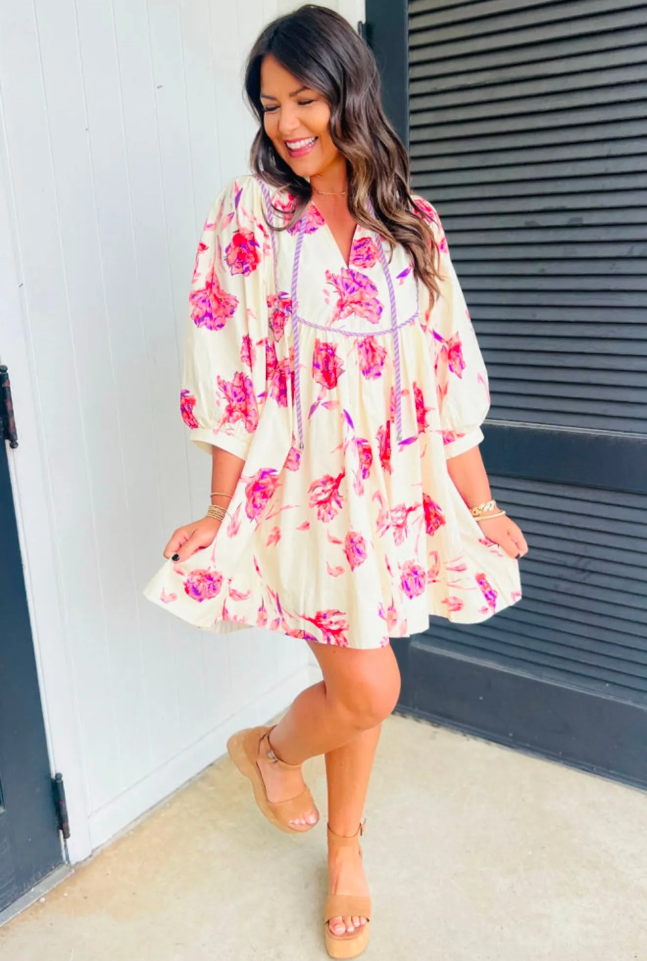 Pink Floral Babydoll Dress