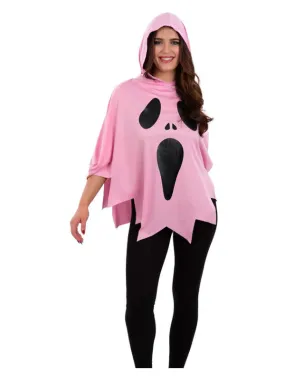 Pink Ghost Poncho Costume for Adults