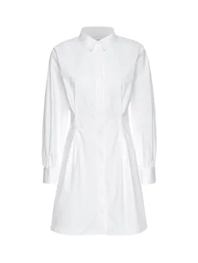 Pleated Shirt Dress | White