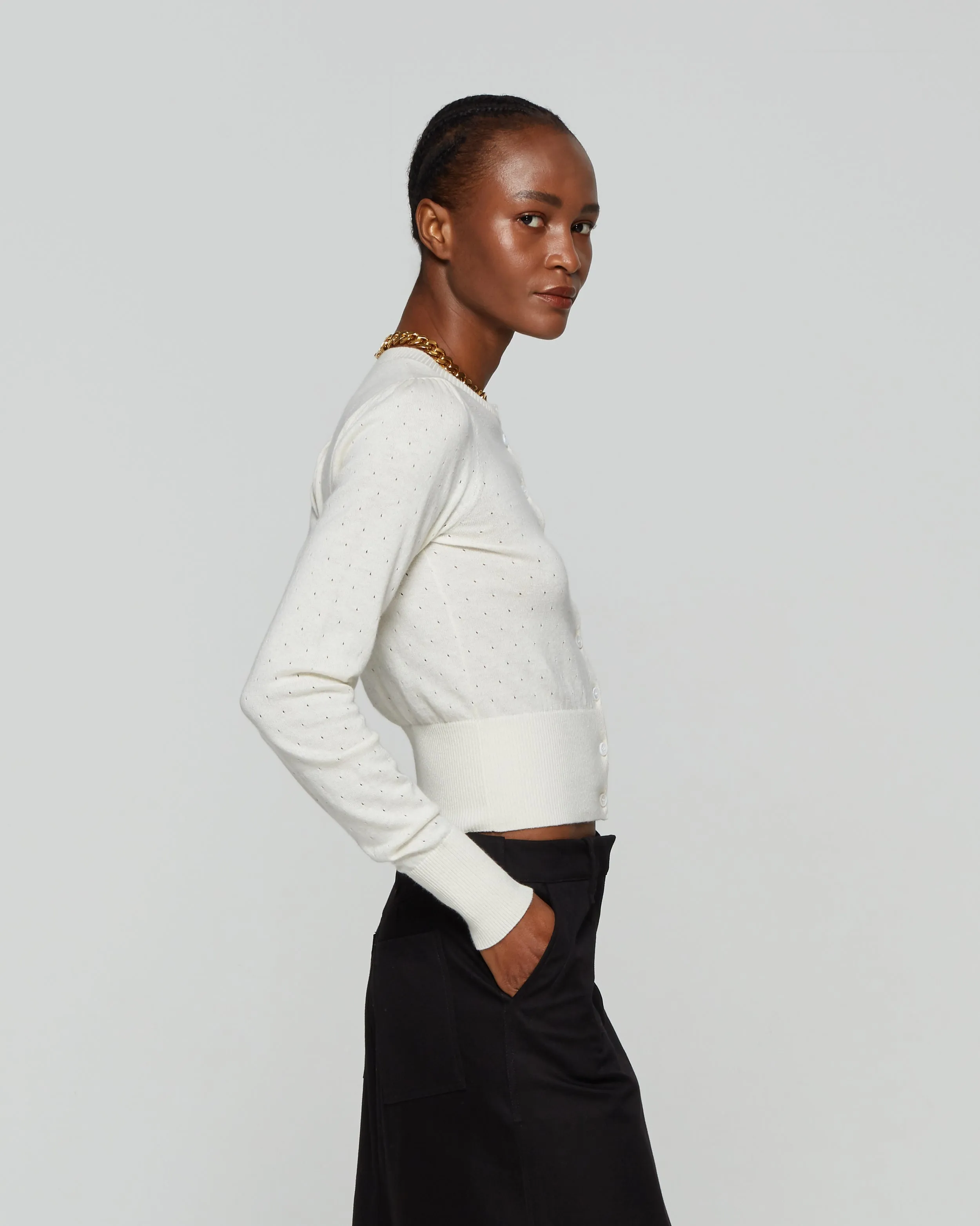 Pointelle Cardigan - Cream
