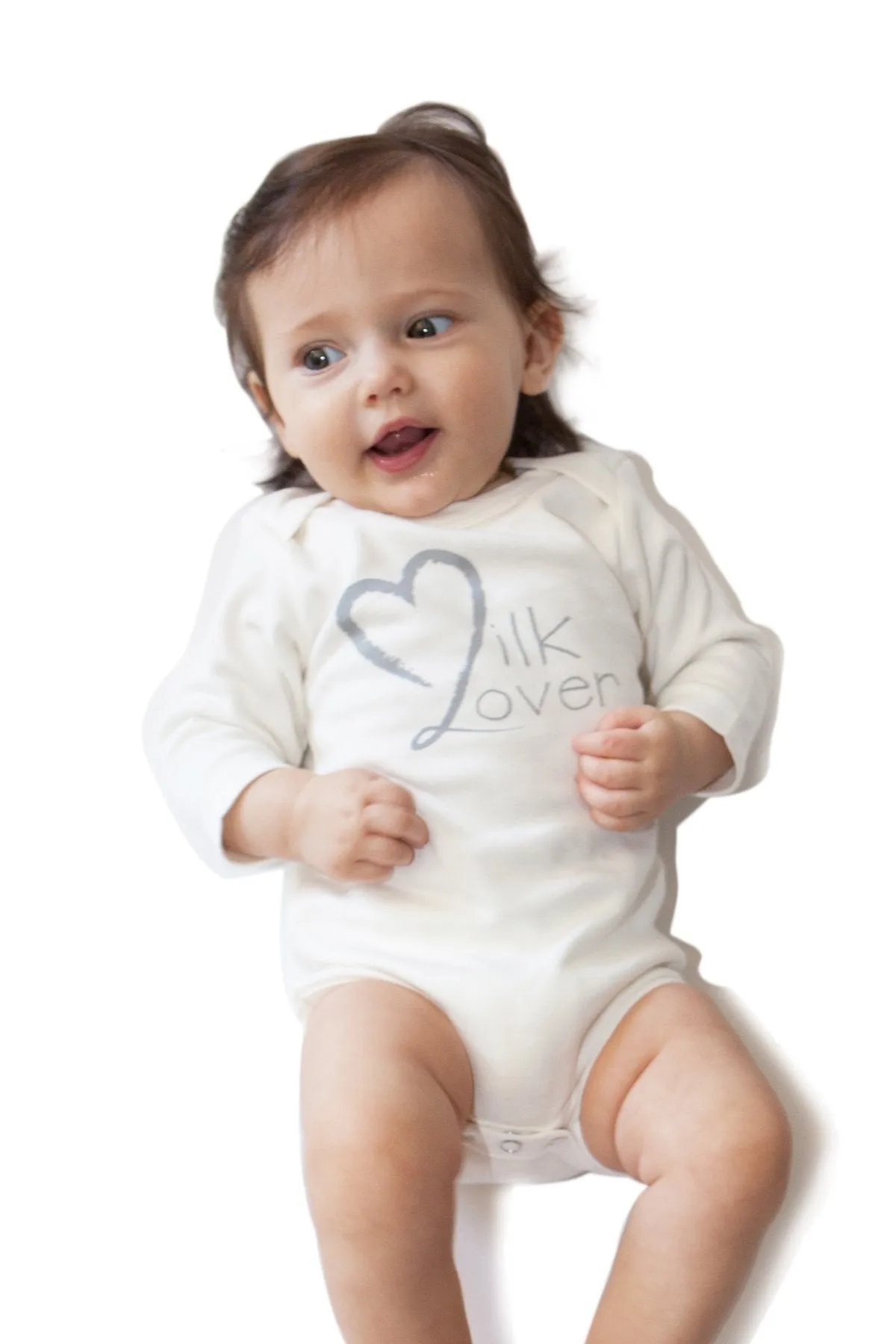 Poncho Baby Organic Onesie - Off White (Milk Lover) - Long Sleeves
