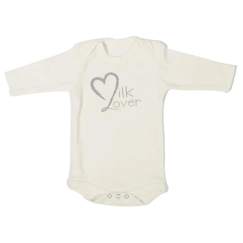 Poncho Baby Organic Onesie - Off White (Milk Lover) - Long Sleeves