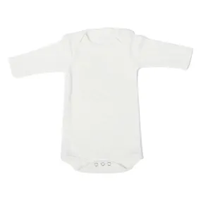 Poncho Baby Organic Onesie - Plain Off White - Long Sleeves