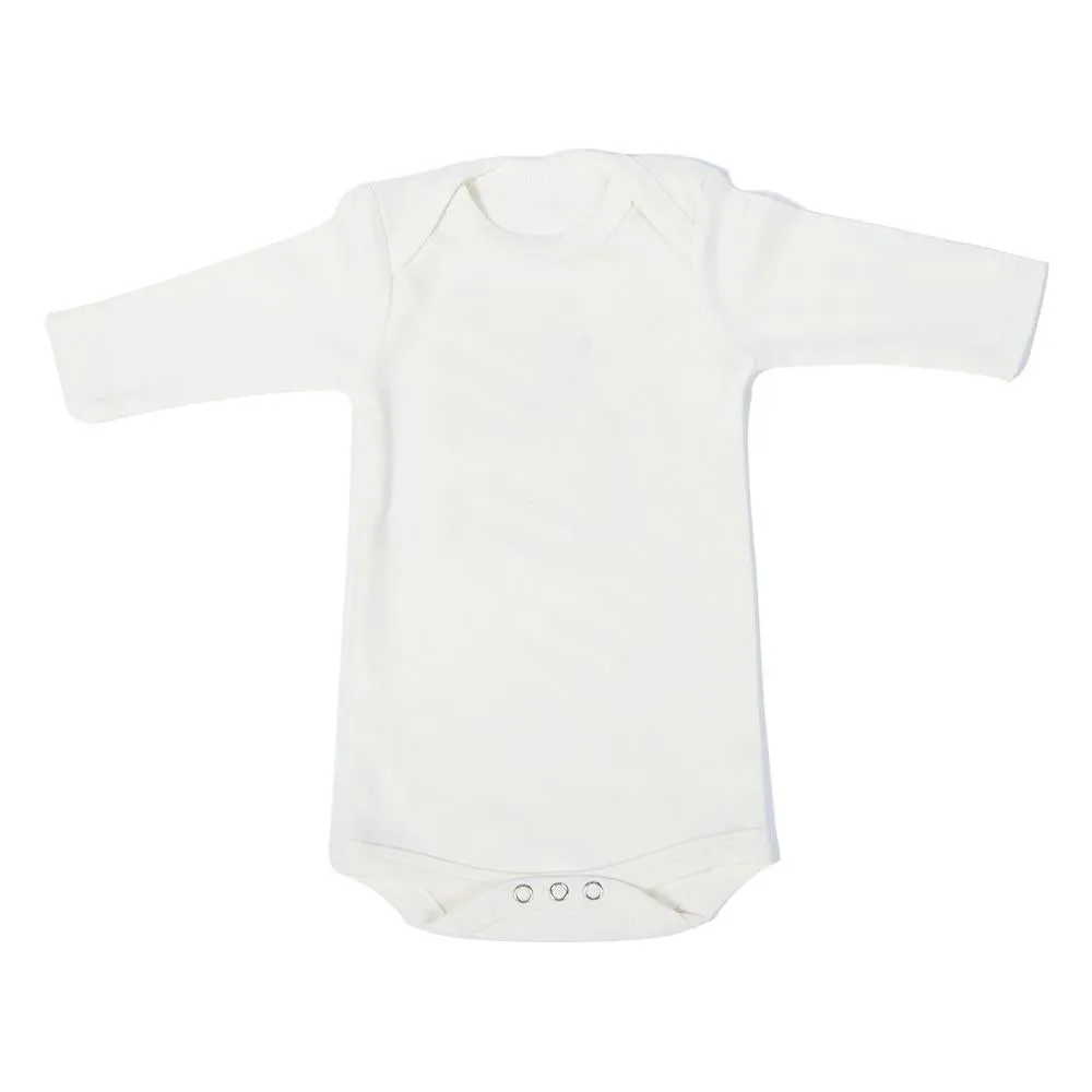 Poncho Baby Organic Onesie - Plain Off White - Long Sleeves