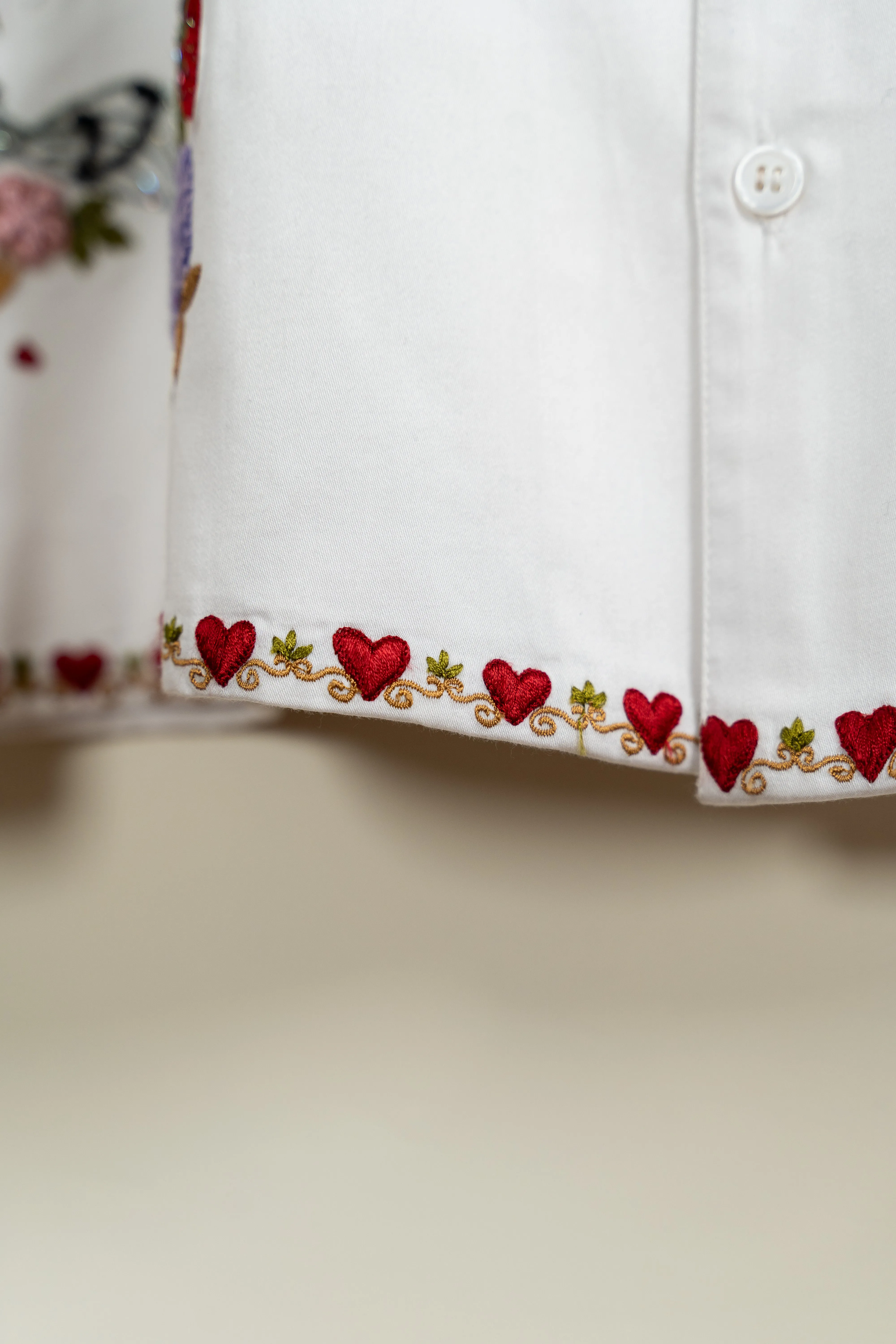 "Love songs" hand embroidered Shirt