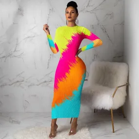 Rainbow Contrast Color Dress