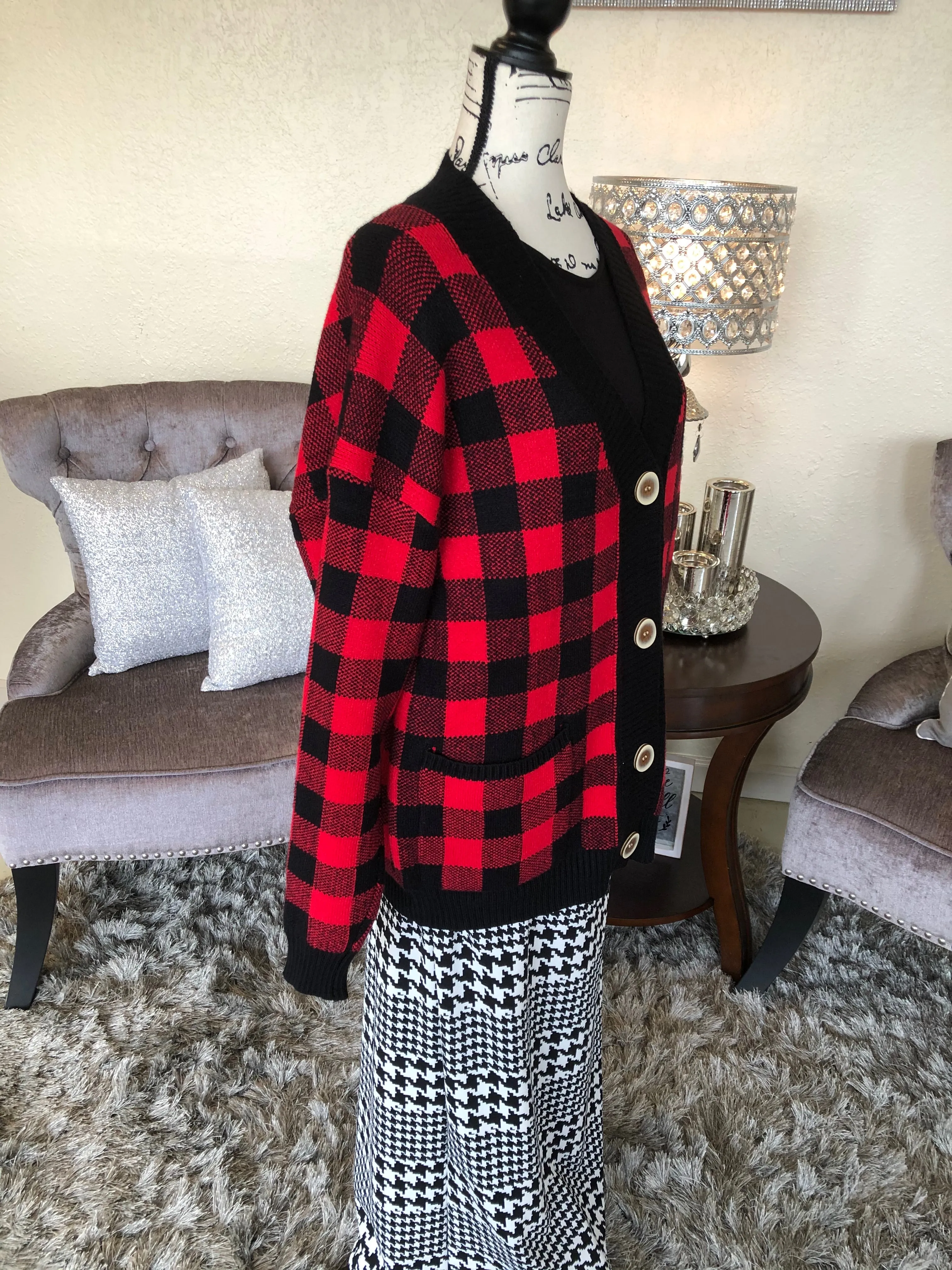 Red Buffalo Plaid Sweater (OS)