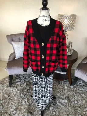 Red Buffalo Plaid Sweater (OS)