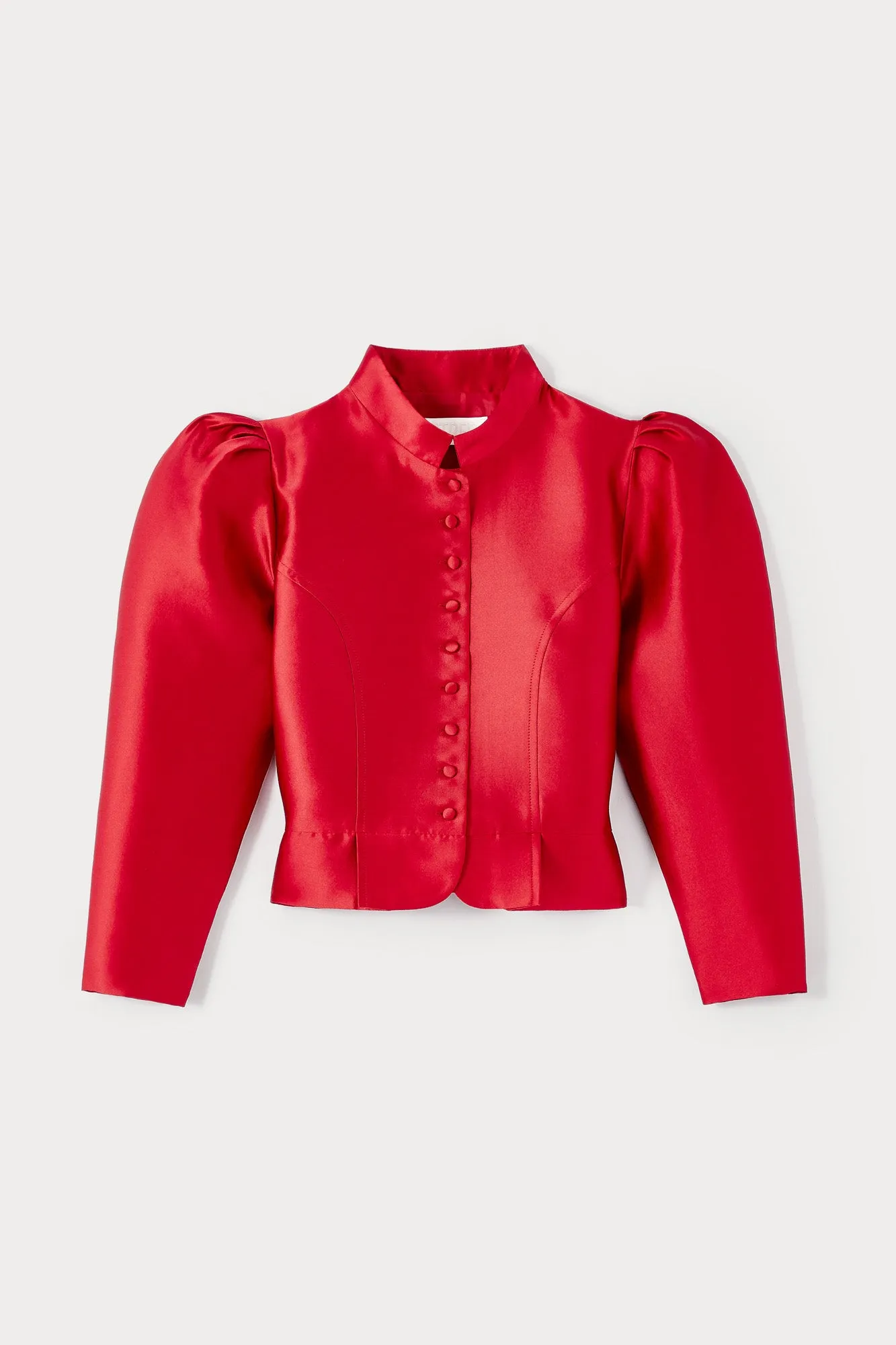 Red Satin Puff Sleeve Jacket