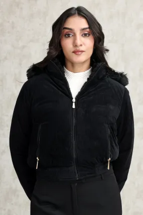 REVERSIBLE CROPPED JACKET-BLACK