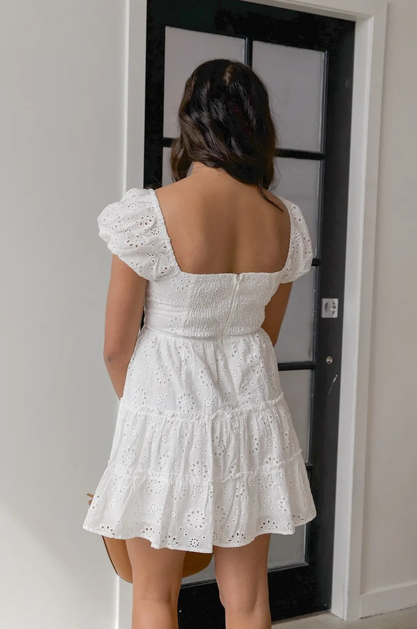 Romantic White Babydoll Mini Dress