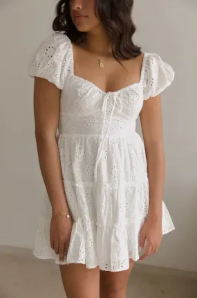 Romantic White Babydoll Mini Dress