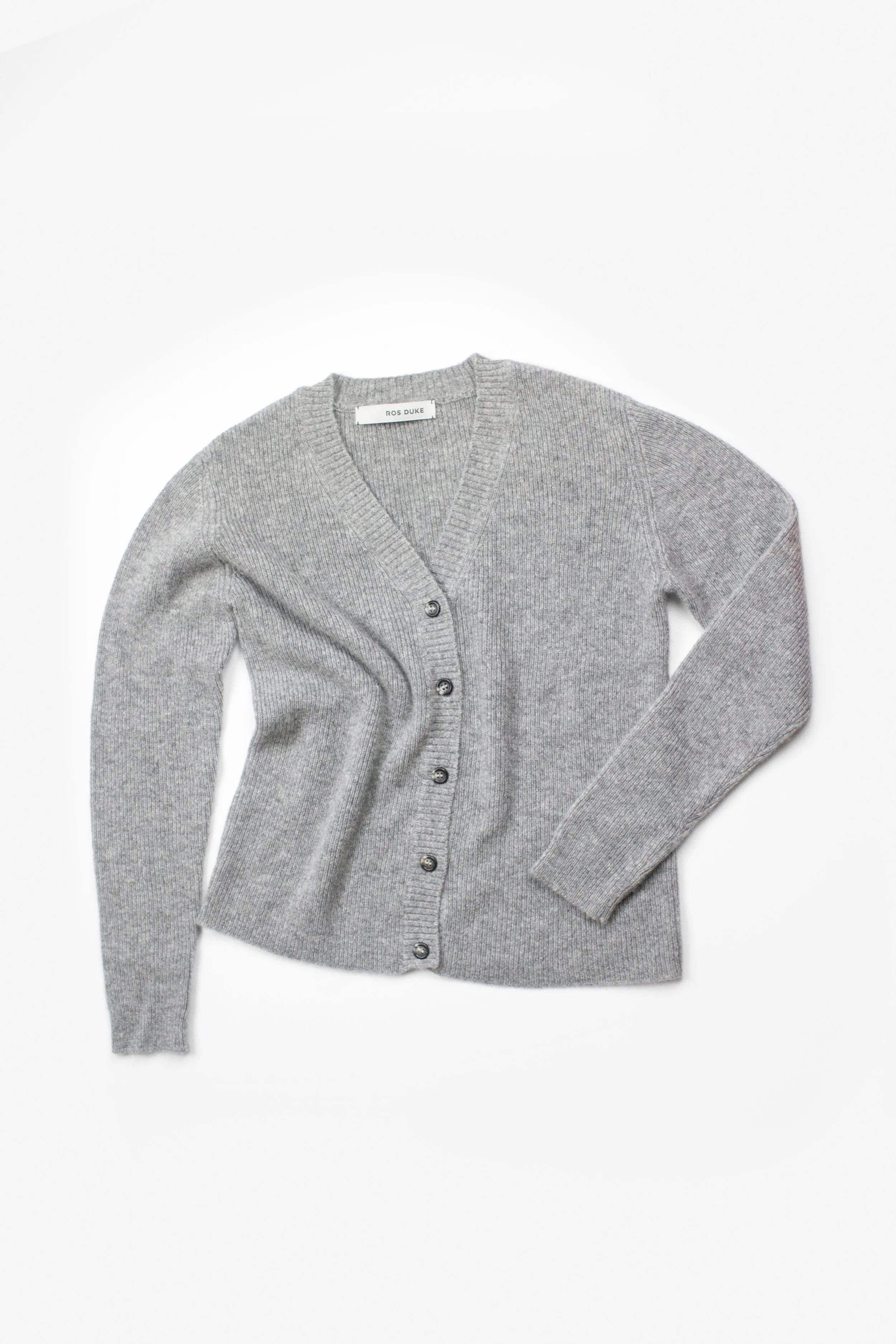 Ros Duke Rib Cardigan Ash Grey