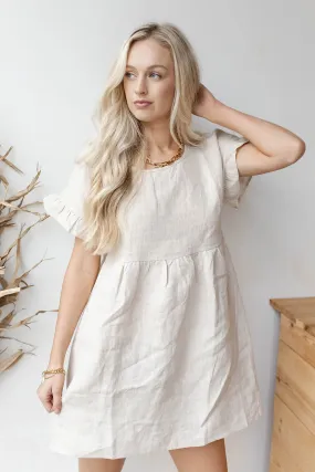 ruffle linen babydoll dress