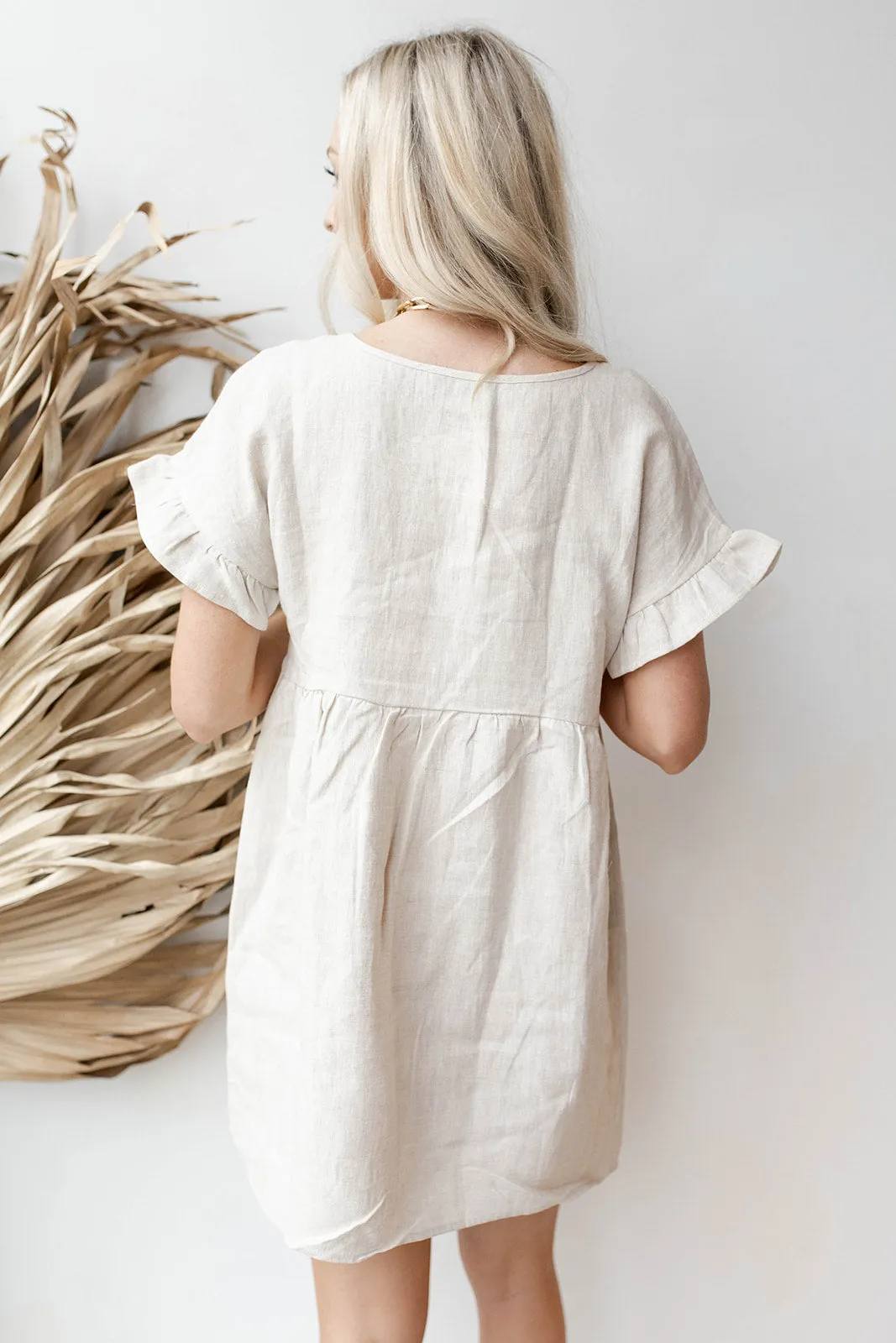 ruffle linen babydoll dress