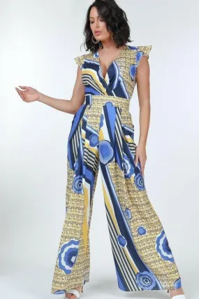 Ruffle Sleeve Surplice Jumpsuit