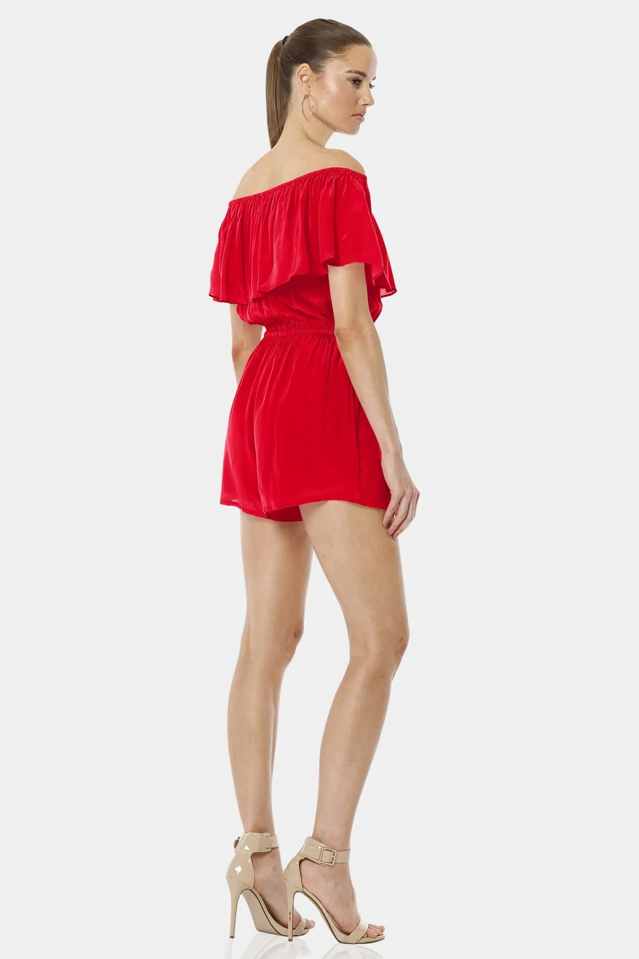 Serenity Fiery Red Off Shoulder Dress