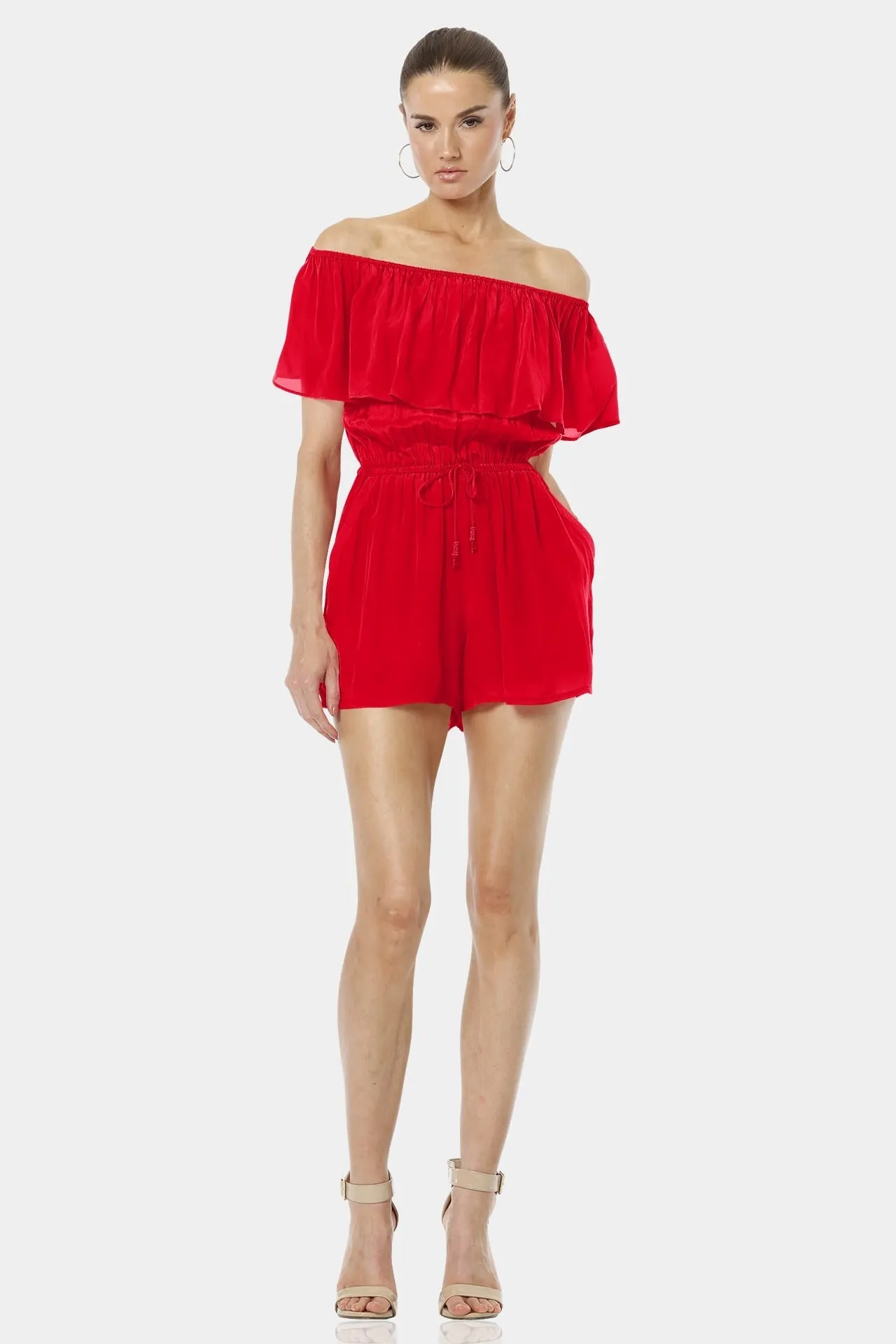 Serenity Fiery Red Off Shoulder Dress