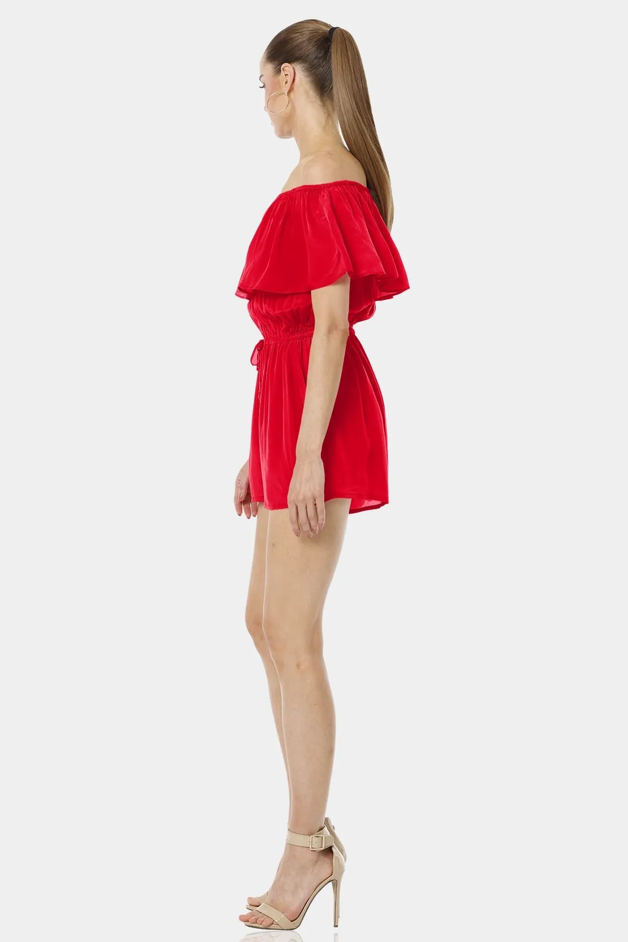 Serenity Fiery Red Off Shoulder Dress