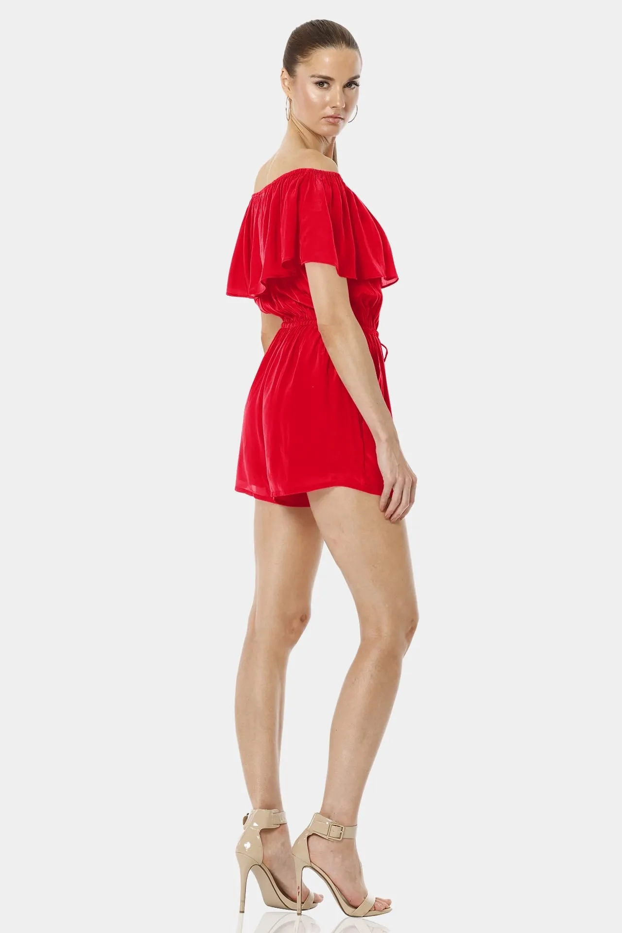 Serenity Fiery Red Off Shoulder Dress
