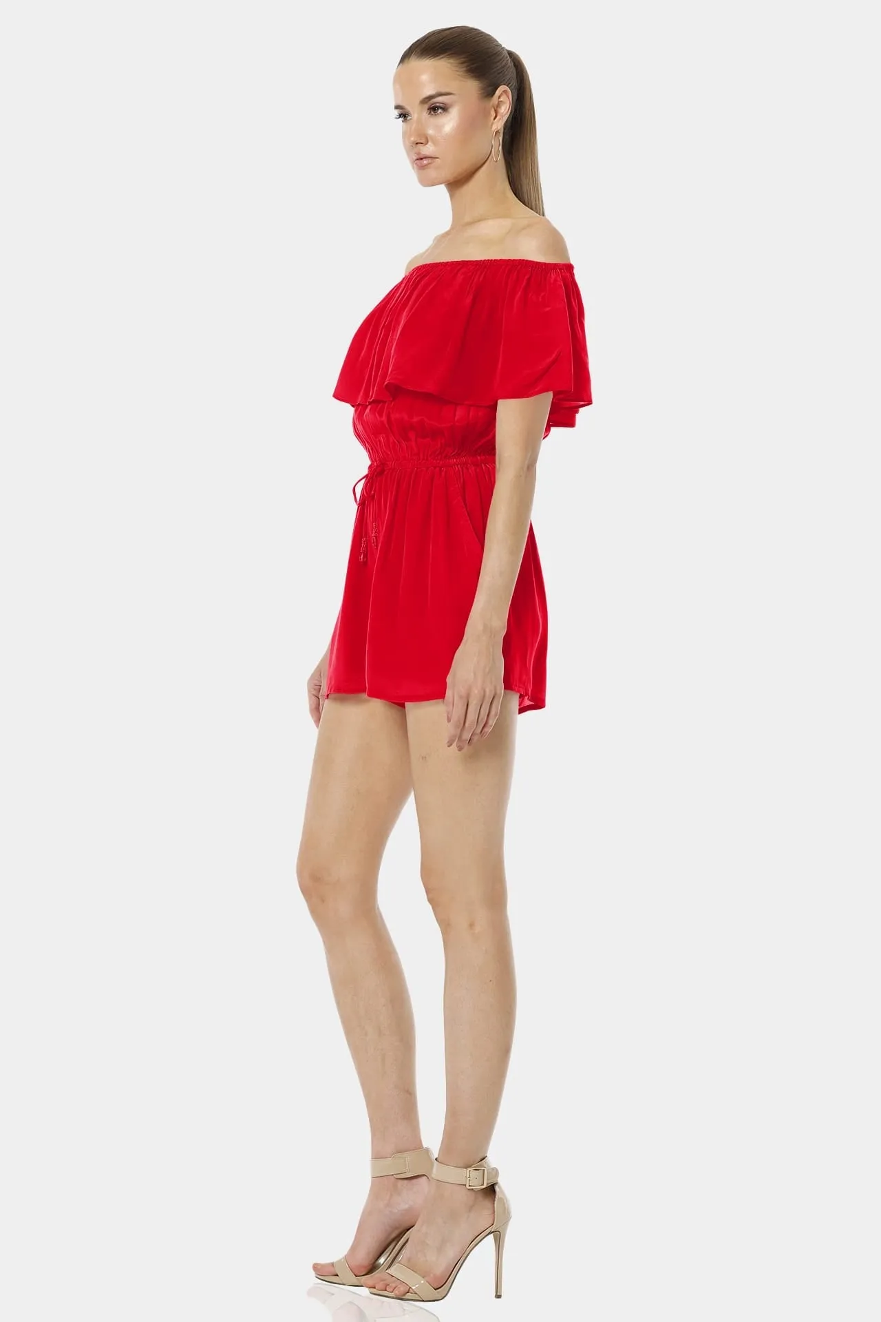 Serenity Fiery Red Off Shoulder Dress
