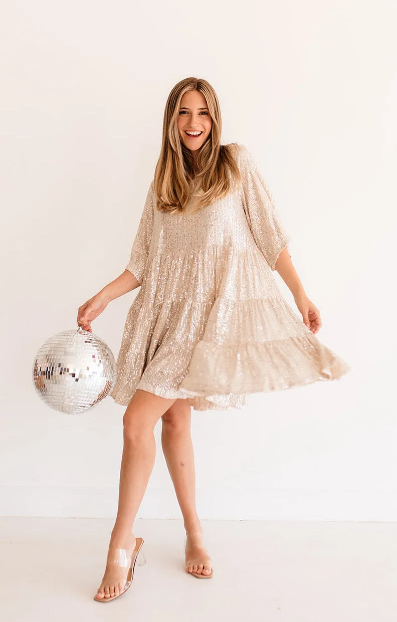 Set Your Sights Sequin Babydoll Dress