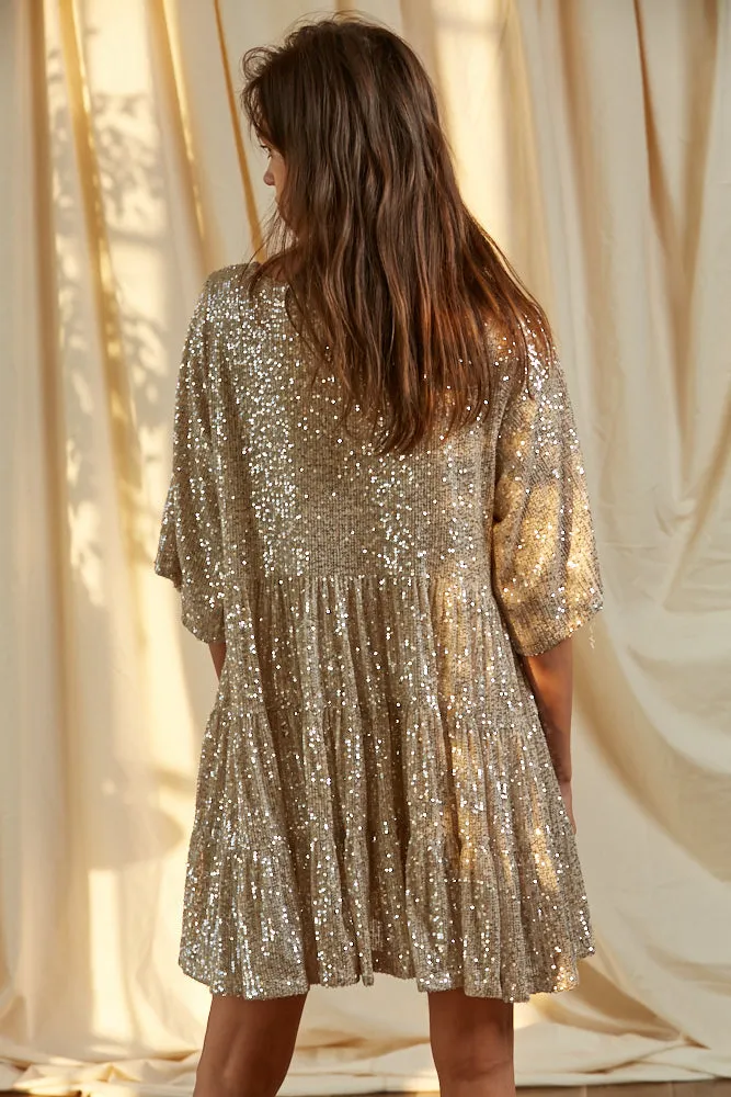 Set Your Sights Sequin Babydoll Dress