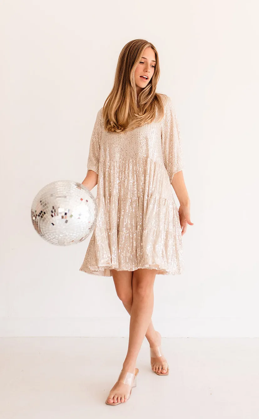 Set Your Sights Sequin Babydoll Dress