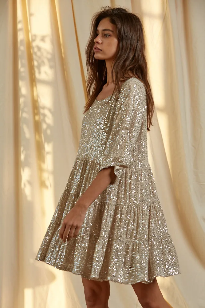 Set Your Sights Sequin Babydoll Dress