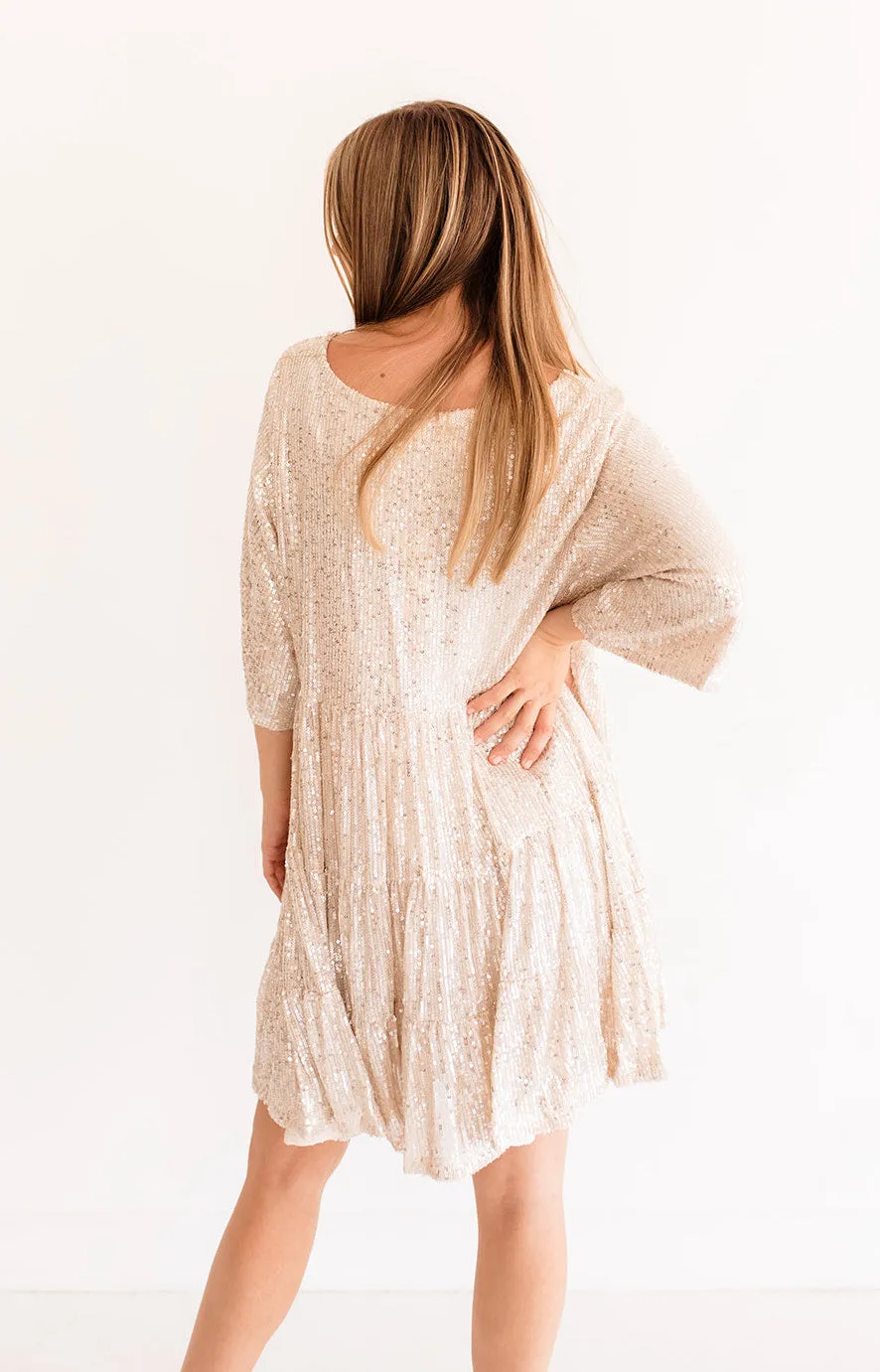 Set Your Sights Sequin Babydoll Dress