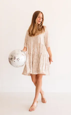 Set Your Sights Sequin Babydoll Dress